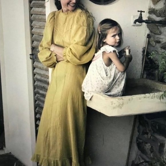 Doen Dresses & Skirts - Dôen Fraise Wheat Cotton Ruffle Lace Maxi Dress